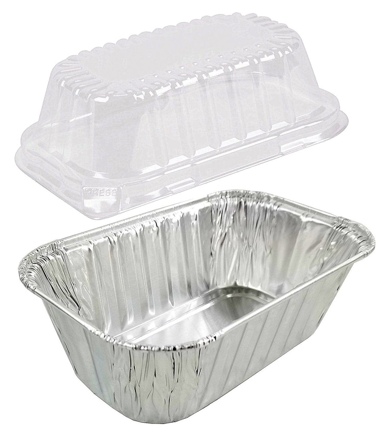 Durable 1 lb. Holiday Aluminum Foil Mini-Loaf Pan With High Dome Lid 50/PK