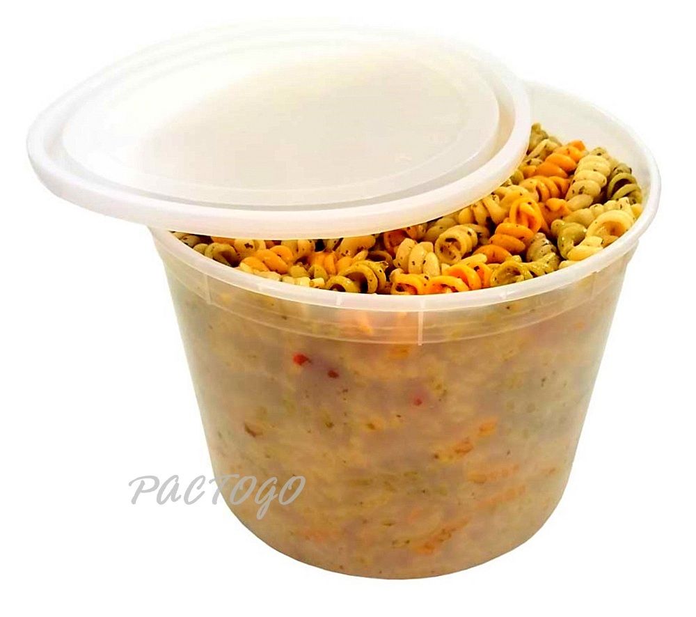 64 oz. Clear Microwaveable Heavy Soup Food Freezer Deli Container Tub w/Lid  15PK