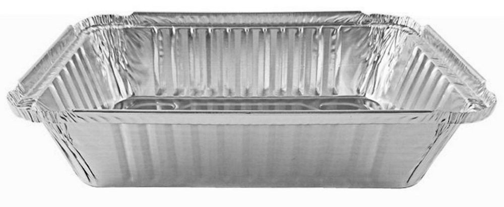2 1/4 lb. Oblong Black & Gold Aluminum Foil Pans Take Out Heavy Duty  Containers 500/CS