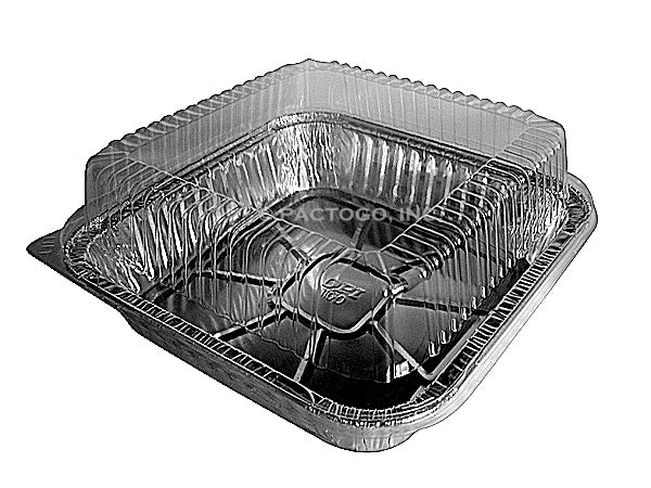 Durable 9 Square Holiday Foil Cake Pan With Dome Lid 100/CS –