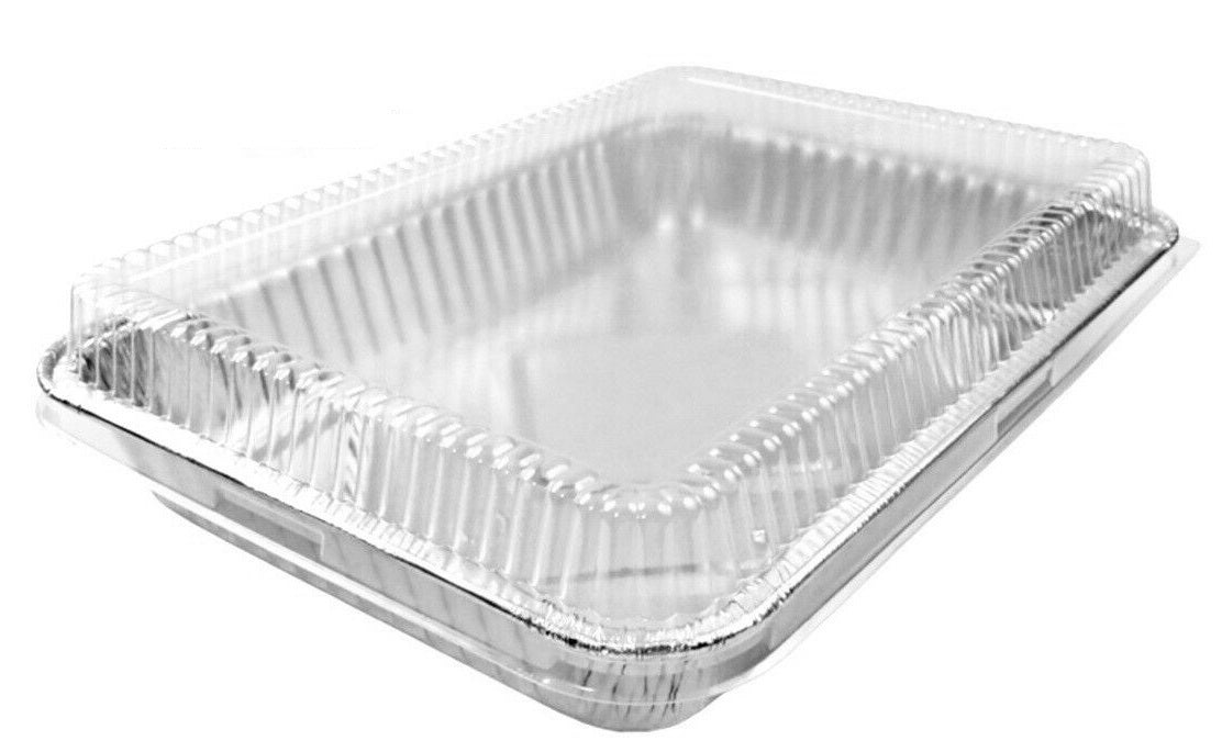 50 Packs Aluminum Foil Pans with Lids 8 x 6 Inch Disposable Foil Pans,  2.25lb Capacity Foil Food Containers with Lids,Disposable Cookware Tin Pans  for