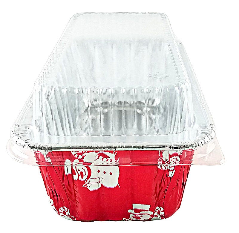 Durable 1 lb. Holiday Aluminum Foil Mini-Loaf Pan With High Dome Lid 100/CS