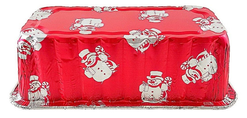 Handi-Foil 2 lb. Red Aluminum Foil Loaf/Bread Snowman Holiday Pan Only (NO  LIDS)