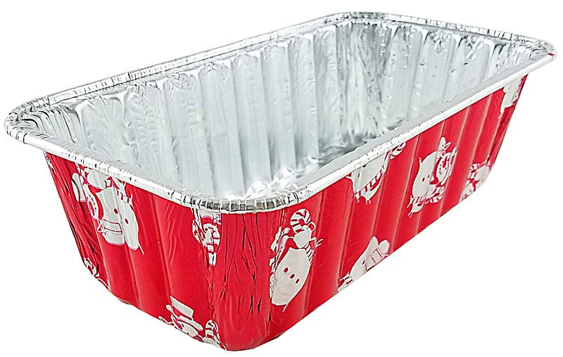 Pactogo 1 lb. Red Aluminum Foil Holiday Mini-Loaf Snowflake Pan w/Clear Low  Dome Lid 200/CS