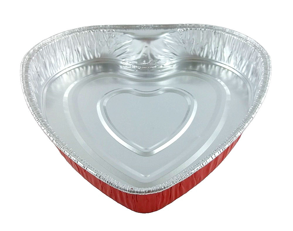 100 Sets 9 oz Heart Shaped Cake Pans with Lid Aluminum Foil