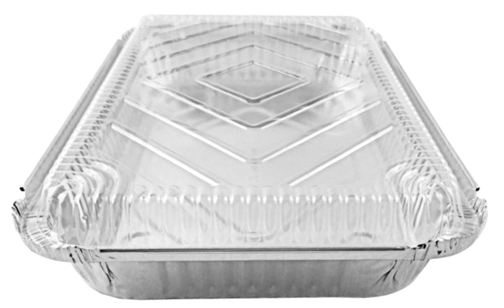24 Bulk Dispozeit Aluminum Foil Pan 13 X 10.25 X 2.5 In 3 Pk With Dome Lid  Half Deep Size