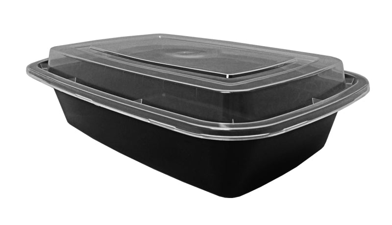 8 oz. Black Plastic Rectangular Reusable Deli Container