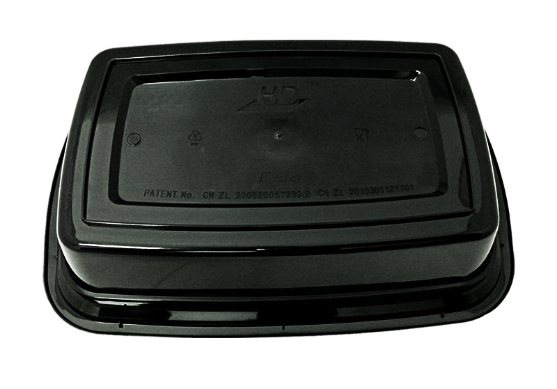 Black Plastic Rectangle 32oz 3 Compartment Take Out Container 1ct