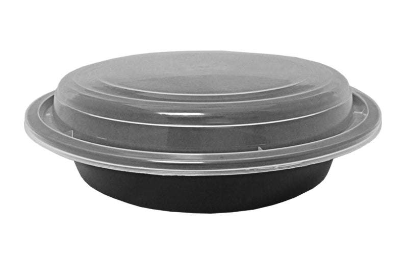 BULK* 32oz 7inch Black Round Microwavable Container with Clear Lid –  OnlyOneStopShop