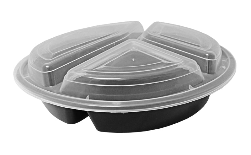 Choice 33 oz. White 9 Round 3-Compartment Microwavable Heavy