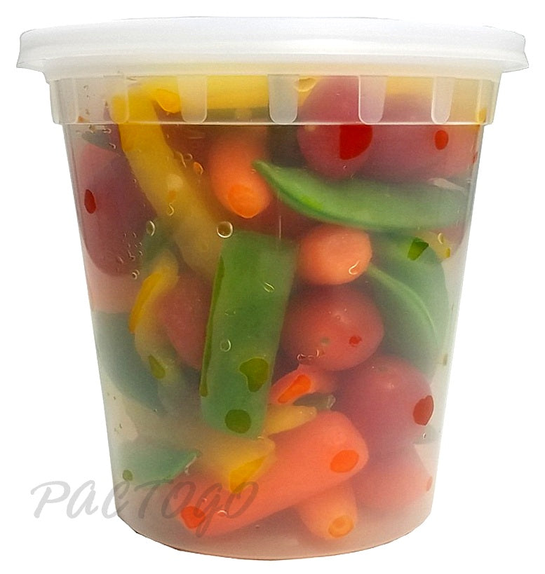 16 oz. Round Microwaveable Deli Container Combo Set (Clear) 48/PK