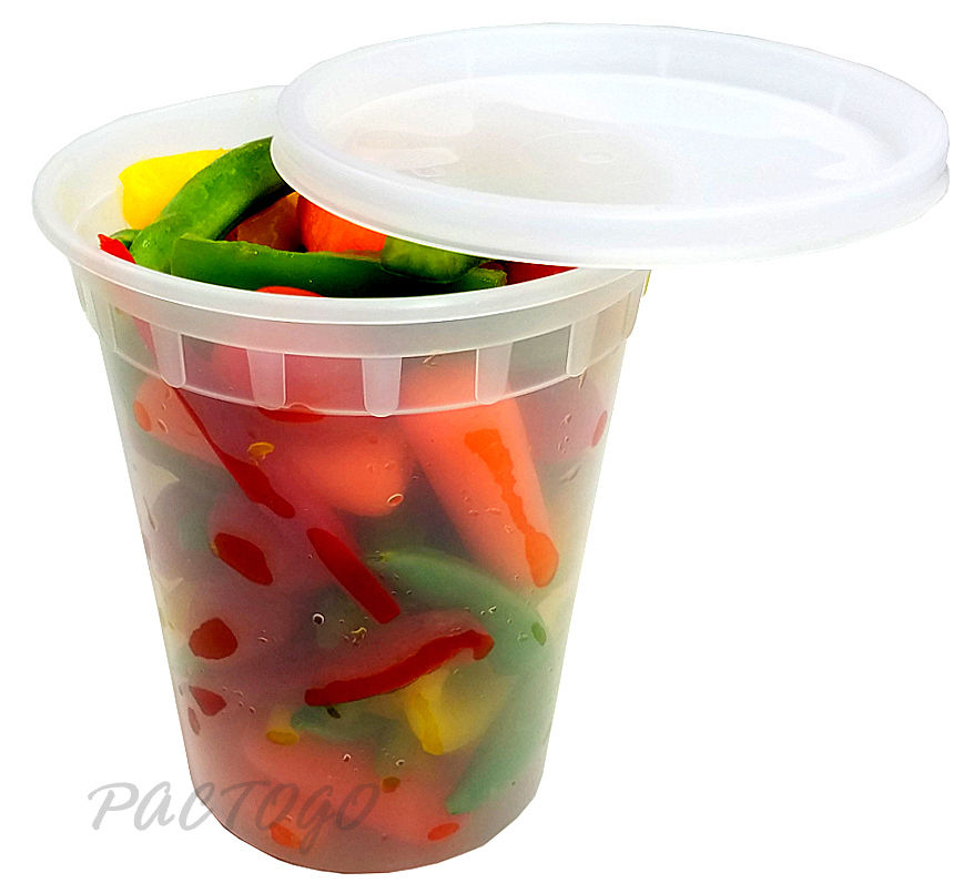 [24 Sets] 64 oz. Plastic Food Storage Deli Containers with Lids, Ice Cream  Bucket & Soup Pail