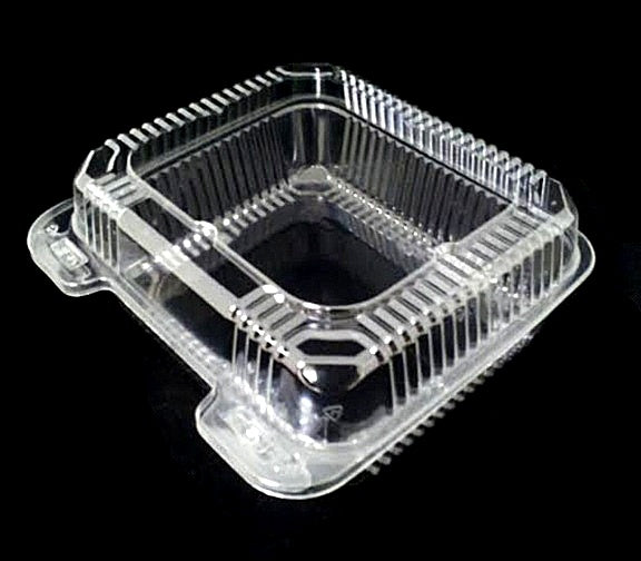 Square Microwaveable White Plastic Hinged Take-Out Container - 8