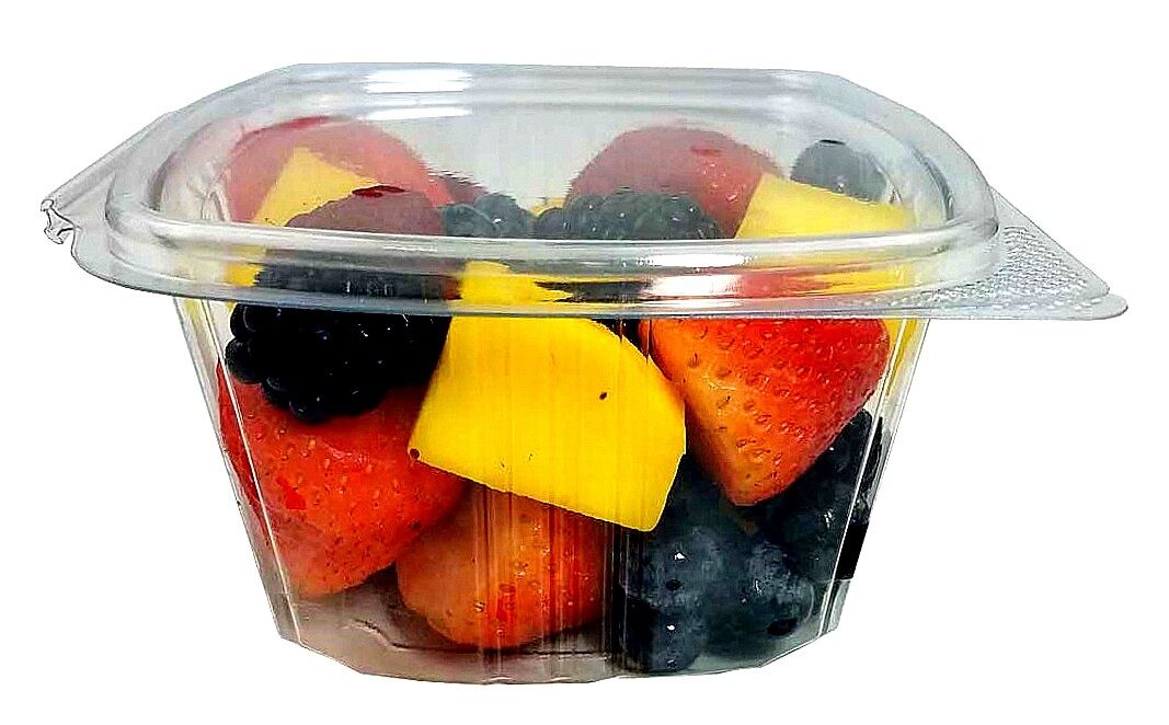 Choice 24 oz. Clear RPET Hinged Deli Container - 200/Case