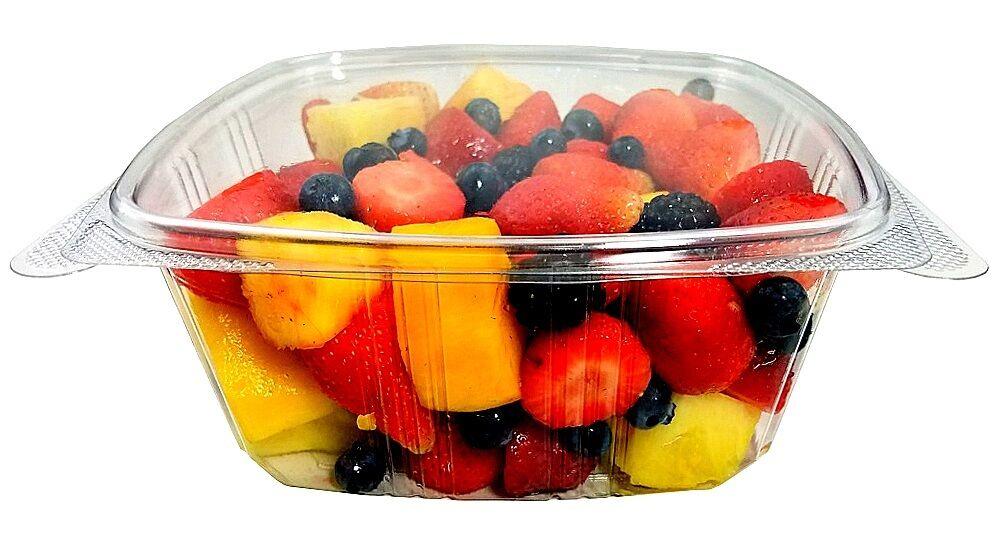 Choice 16 oz. Clear RPET Shallow Hinged Deli Container - 200/Case